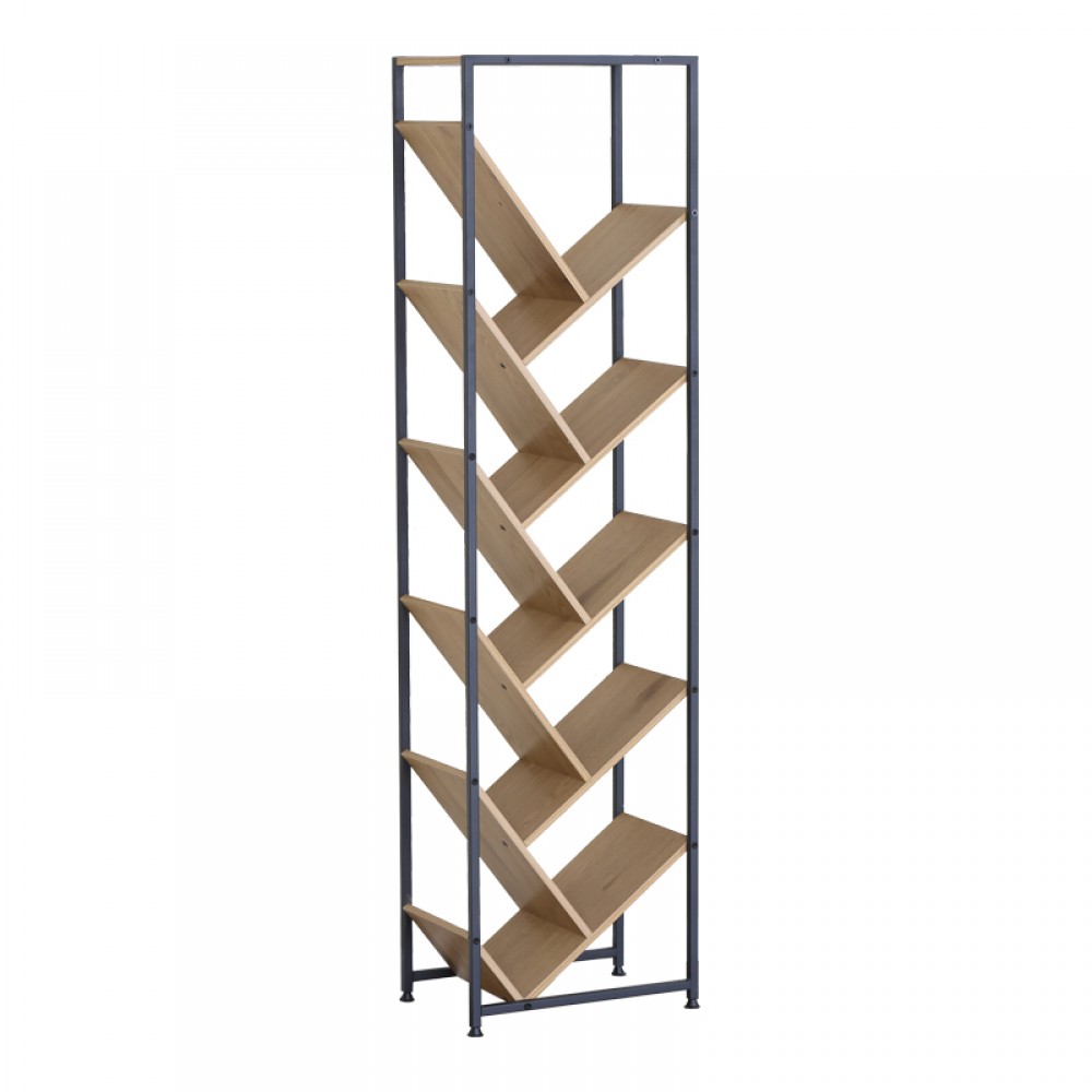 Βιβλιοθήκη Orunta pakoworld oak- μαύρο μέταλλο 40x26.5x150εκ