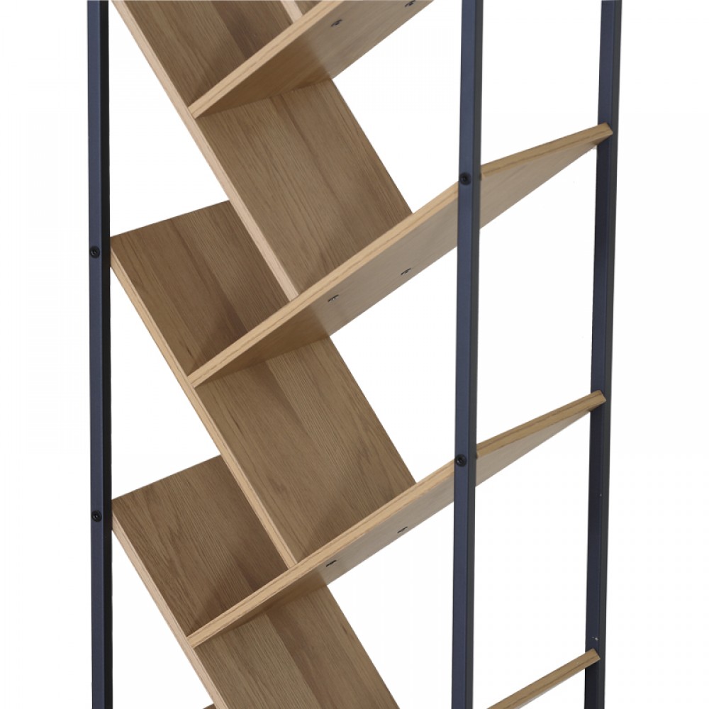 Βιβλιοθήκη Orunta pakoworld oak- μαύρο μέταλλο 40x26.5x150εκ