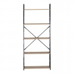 Βιβλιοθήκη Manlo pakoworld oak με μαύρο μέταλλο 58.6x23.5x144εκ