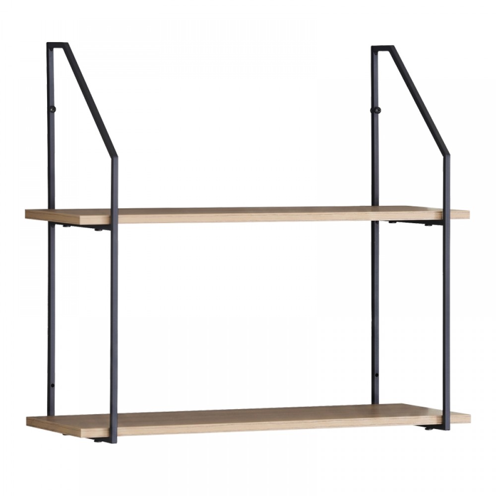 Ραφιέρα τοίχου Fema pakoworld oak με μαύρο μέταλλο 60x20x52εκ