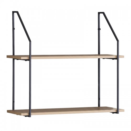 Ραφιέρα τοίχου Fema pakoworld oak με μαύρο μέταλλο 60x20x52εκ