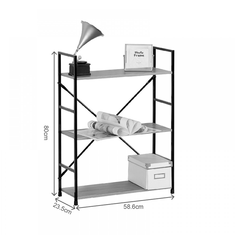Βιβλιοθήκη-ραφιέρα Manlo pakoworld μαύρο μέταλλο 58.6x23.5x80εκ