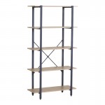 Βιβλιοθήκη Nebranzo pakoworld oak με μαύρο μέταλλο 80x34x155.3εκ