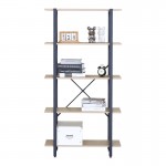 Βιβλιοθήκη Nebranzo pakoworld oak με μαύρο μέταλλο 80x34x155.3εκ