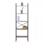 Βιβλιοθήκη Jebia pakoworld oak με μαύρο μέταλλο 56x37x172.2εκ