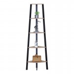 Γωνιακή βιβλιοθήκη Arvia pakoworld oak με μαύρο μέταλλο 53.4x37.8x160.3εκ