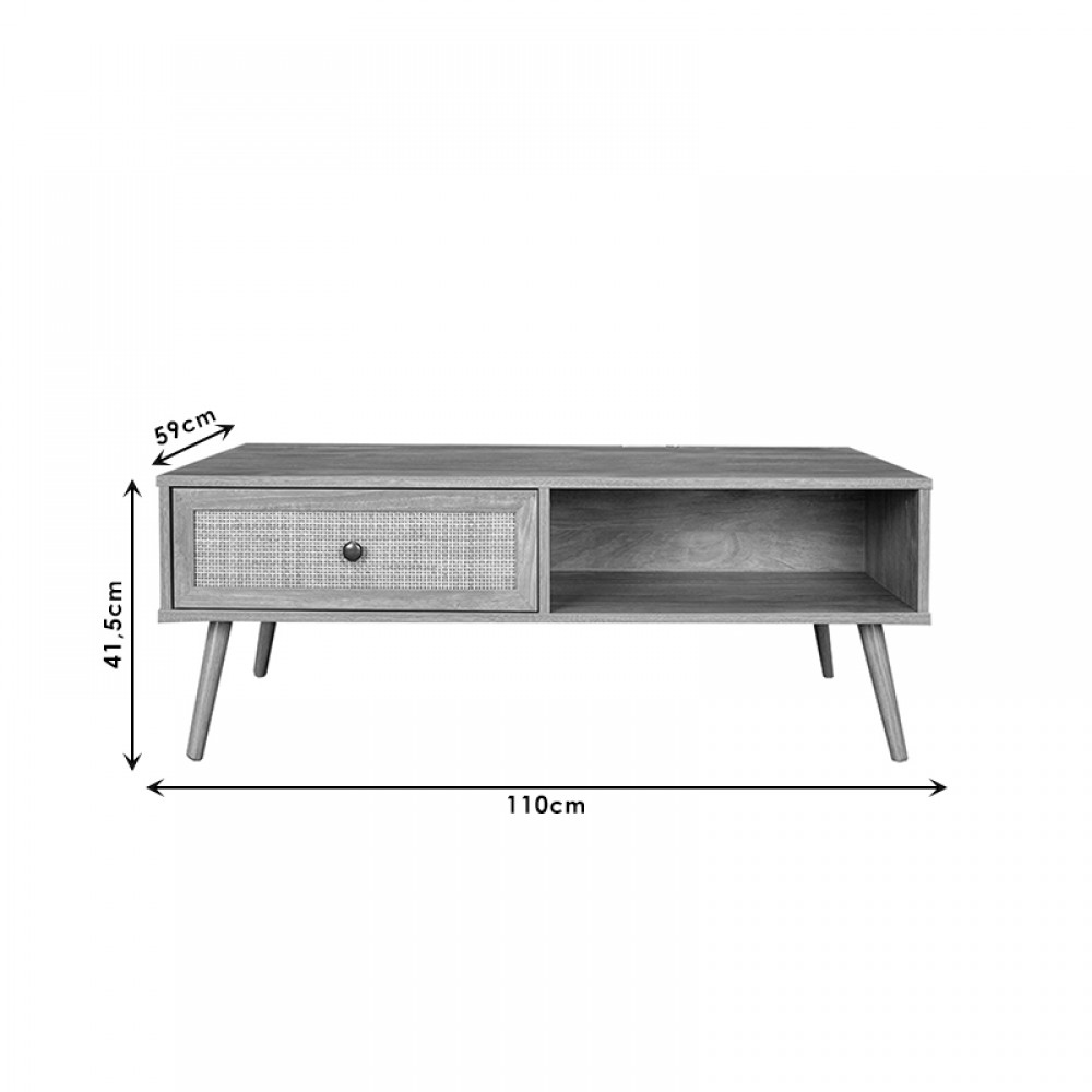 Τραπέζι σαλονιού Oslo pakoworld sonoma 110x59x41,5εκ