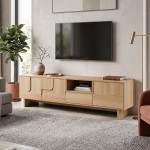 Έπιπλο τηλεόρασης Jenfia pakoworld mdf σε φυσική απόχρωση 180x39x45,5εκ