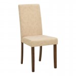 Καρέκλα Zeben pakoworld εκρού ύφασμα με καρυδί rubberwood 43,5x55,5x93,5εκ
