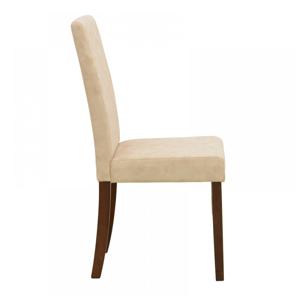 Καρέκλα Zeben pakoworld εκρού ύφασμα με καρυδί rubberwood 43,5x55,5x93,5εκ