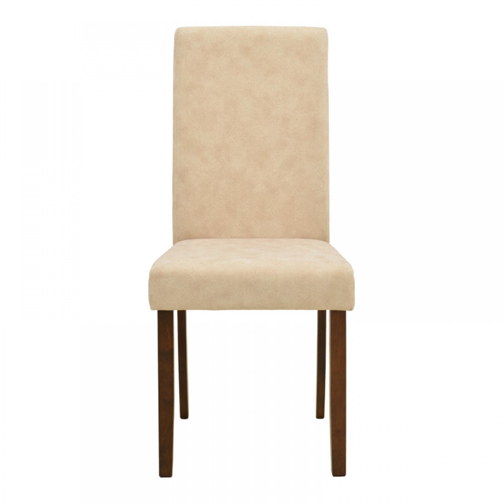 Καρέκλα Zeben pakoworld εκρού ύφασμα με καρυδί rubberwood 43,5x55,5x93,5εκ