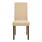 Καρέκλα Zeben pakoworld εκρού ύφασμα με καρυδί rubberwood 43,5x55,5x93,5εκ