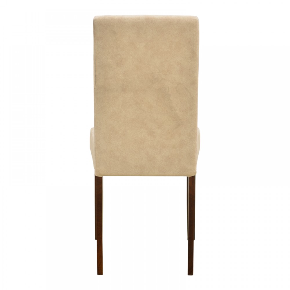 Καρέκλα Zeben pakoworld εκρού ύφασμα με καρυδί rubberwood 43,5x55,5x93,5εκ