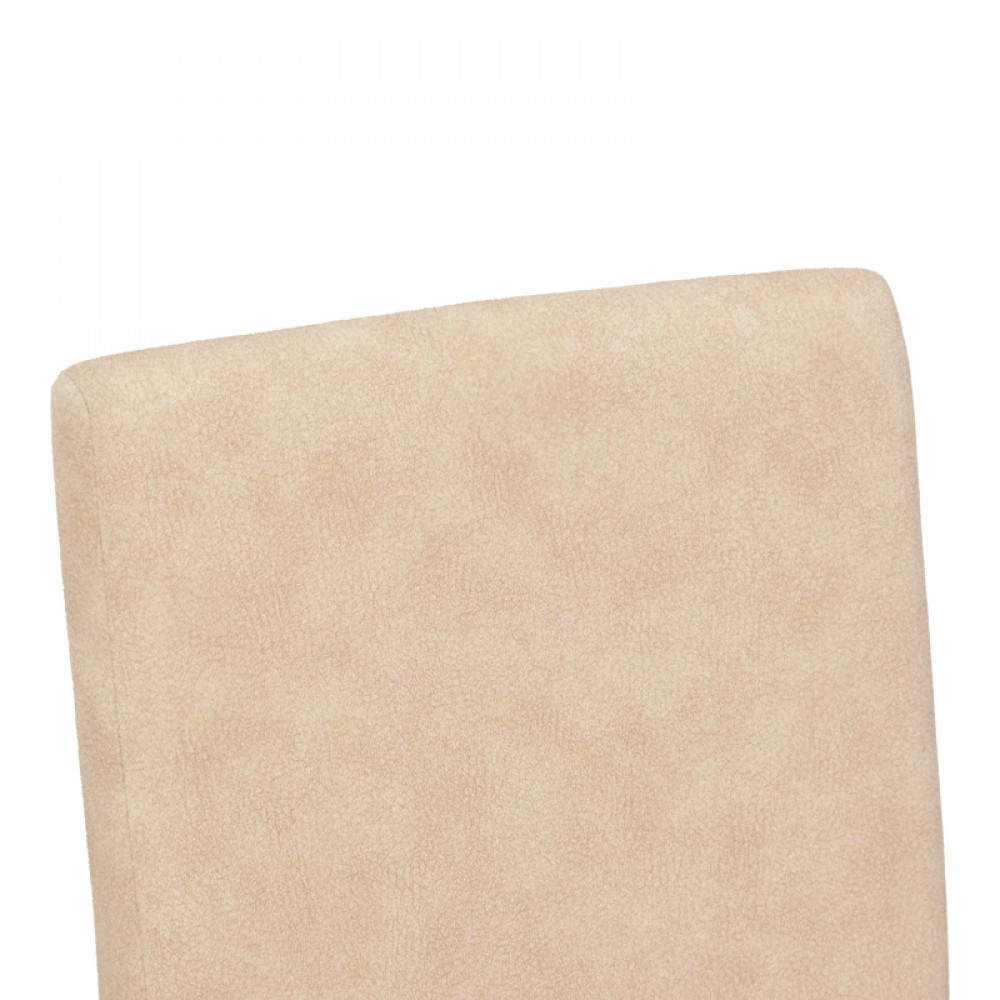 Καρέκλα Zeben pakoworld εκρού ύφασμα με καρυδί rubberwood 43,5x55,5x93,5εκ