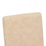Καρέκλα Zeben pakoworld εκρού ύφασμα με καρυδί rubberwood 43,5x55,5x93,5εκ
