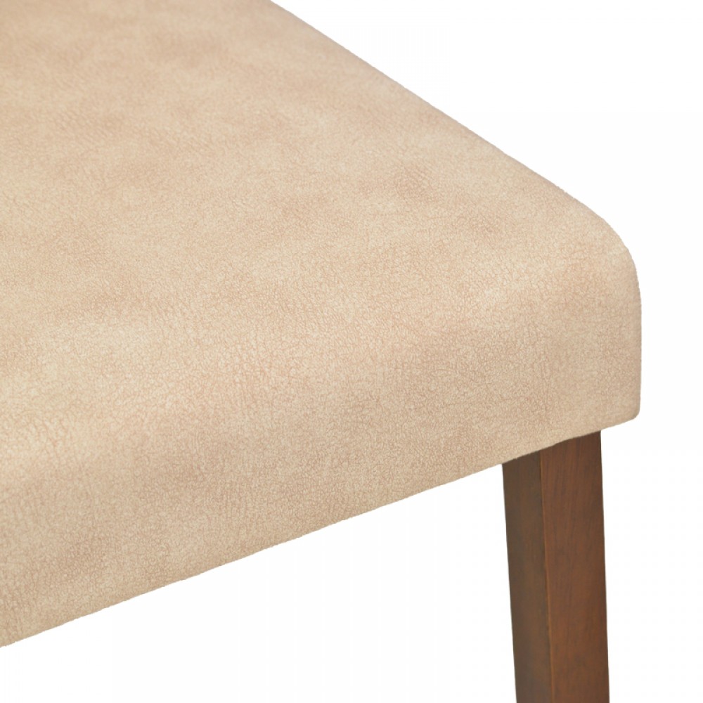 Καρέκλα Zeben pakoworld εκρού ύφασμα με καρυδί rubberwood 43,5x55,5x93,5εκ