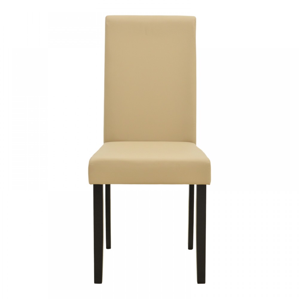 Καρέκλα Zeben pakoworld εκρού PU με πόδι μαύρο rubberwood 43,5x55,5x93,5εκ