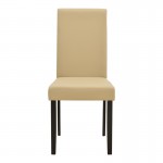 Καρέκλα Zeben pakoworld εκρού PU με πόδι μαύρο rubberwood 43,5x55,5x93,5εκ