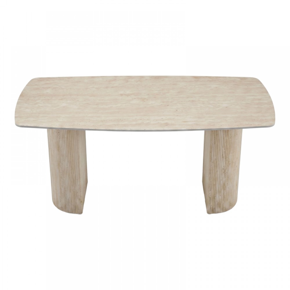 Τραπέζι Loosir pakoworld mdf-sandstone σε όψη τραβερτίνας 180x90x74εκ