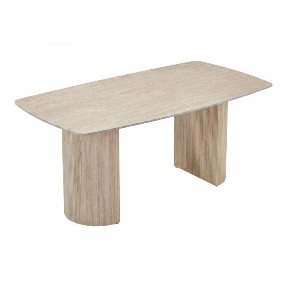 Τραπέζι Loosir pakoworld mdf-sandstone σε όψη τραβερτίνας 180x90x74εκ