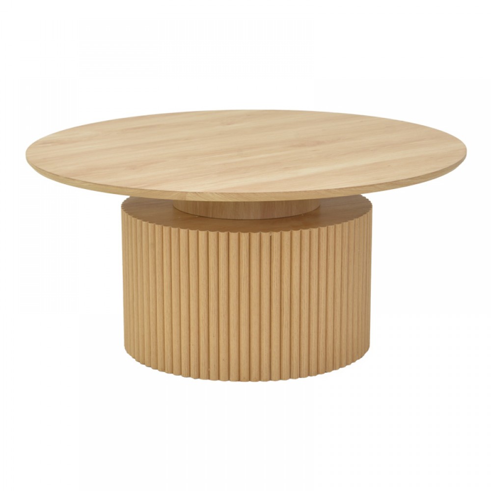Τραπέζι σαλονιού Opols pakoworld mdf σε  φυσική απόχρωση Φ90x42εκ