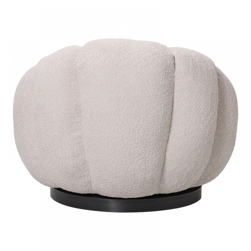 Πολυθρόνα περιστρεφόμενη με σκαμπό Nester pakoworld μπουκλέ ύφασμα σε μπεζ απόχρωση 98x97x69εκ