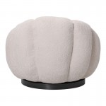 Πολυθρόνα περιστρεφόμενη με σκαμπό Nester pakoworld μπουκλέ ύφασμα σε μπεζ απόχρωση 98x97x69εκ