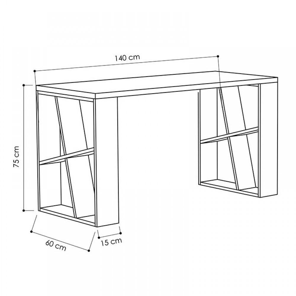 Γραφείο Honey pakoworld χρώμα λευκό - light oak 140x60x75εκ