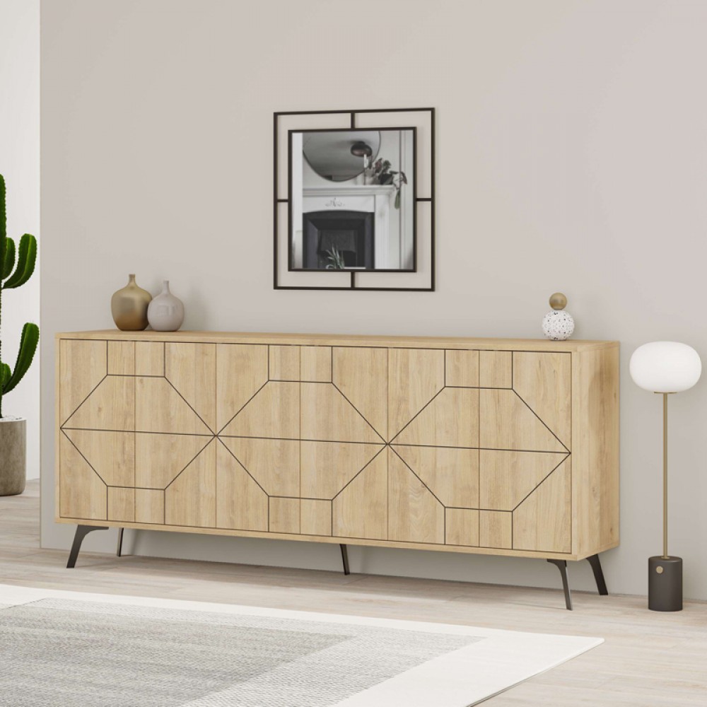 Μπουφές Dune pakoworld σε φυσική απόχρωση 181x35x77.4εκ