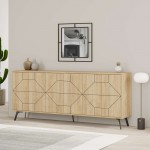 Μπουφές Dune pakoworld σε φυσική απόχρωση 181x35x77.4εκ
