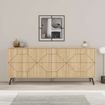 Μπουφές Dune pakoworld σε φυσική απόχρωση 181x35x77.4εκ