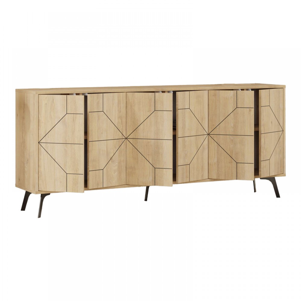Μπουφές Dune pakoworld σε φυσική απόχρωση 181x35x77.4εκ