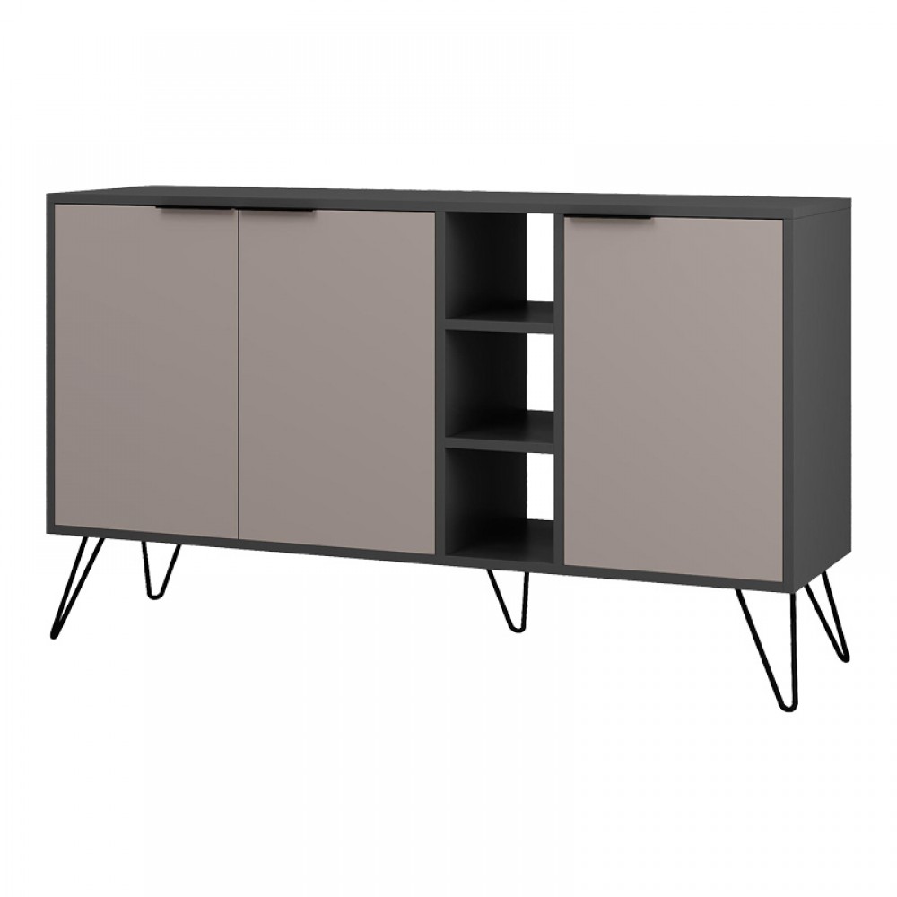 Μπουφές Clara pakoworld σε μόκα-ανθρακί απόχρωση 142x35,6x83εκ