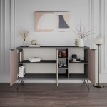Μπουφές Clara pakoworld σε μόκα-ανθρακί απόχρωση 142x35,6x83εκ