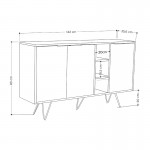 Μπουφές Clara pakoworld σε μόκα-ανθρακί απόχρωση 142x35,6x83εκ
