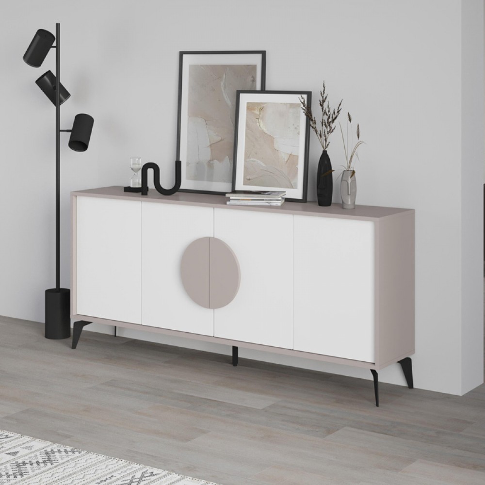 Μπουφές Gora pakoworld σε λευκή με μόκα απόχρωση  180x35.6x82εκ