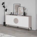 Μπουφές Gora pakoworld σε λευκή με μόκα απόχρωση  180x35.6x82εκ