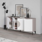 Μπουφές Gora pakoworld σε λευκή με μόκα απόχρωση  180x35.6x82εκ