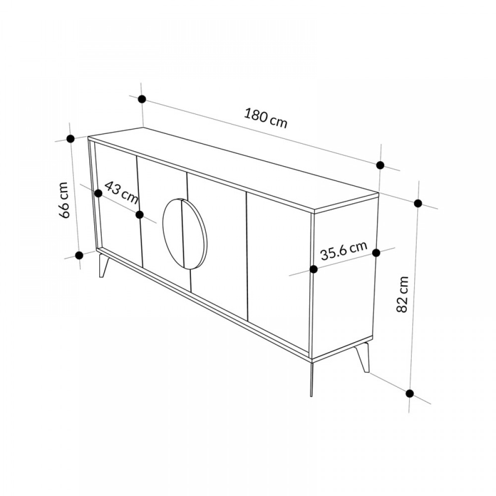Μπουφές Gora pakoworld σε λευκή με μόκα απόχρωση  180x35.6x82εκ