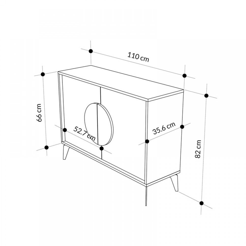 Μπουφές Gora pakoworld σε μόκα - λευκή απόχρωση 110x35.6x82εκ