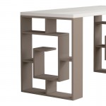Γραφείο Labirent pakoworld χρώμα λευκό-μόκα 140x60x75εκ