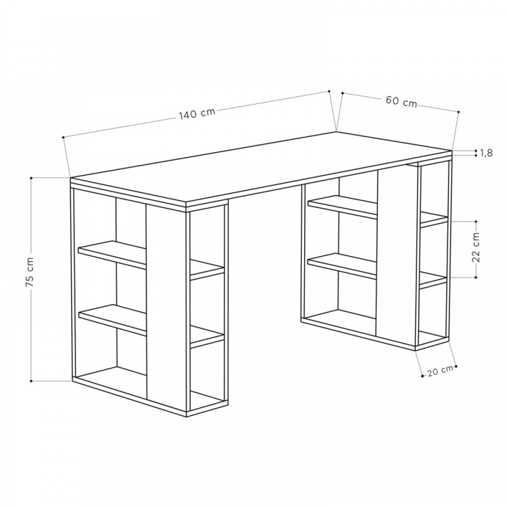 Γραφείο Colmar pakoworld σε λευκή-ανθρακί απόχρωση 140x60x75εκ