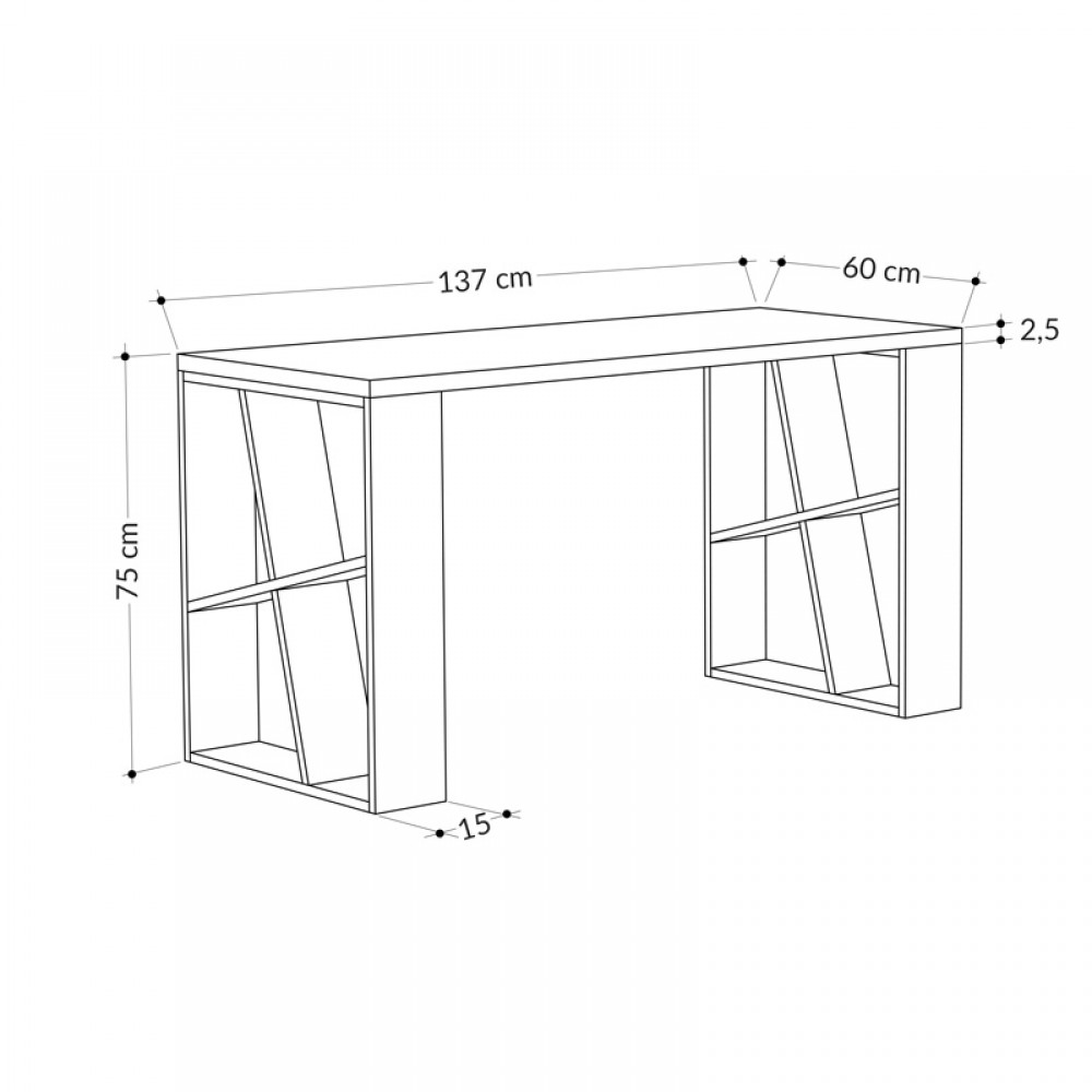 Γραφείο Honey pakoworld σε λευκή-ανθρακί απόχρωση 137x60x75εκ