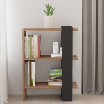 Βιβλιοθήκη Maverick pakoworld σε sonoma-ανθρακί απόχρωση 51,8x25x70εκ
