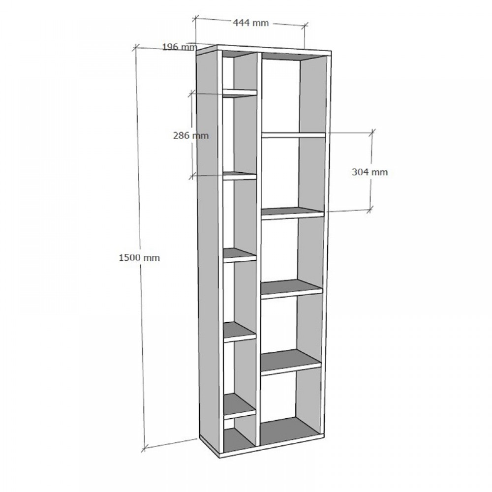 Βιβλιοθήκη Minicu pakoworld σε oak απόχρωση  44,4x19,6x150εκ