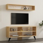 Σύνθετο σαλονιού Prestige pakoworld σε oak απόχρωση 120x29,6x50εκ