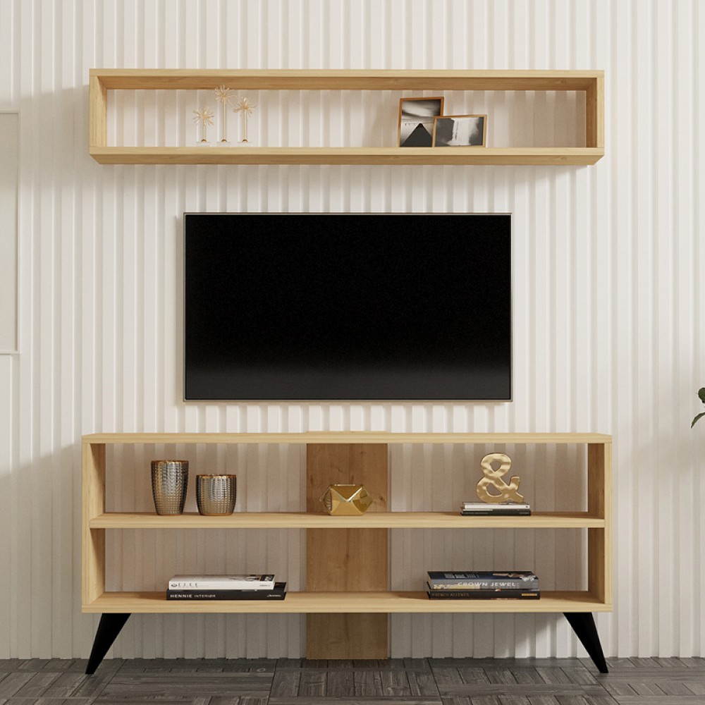 Σύνθετο σαλονιού Prestige pakoworld σε oak απόχρωση 120x29,6x50εκ