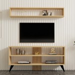 Σύνθετο σαλονιού Prestige pakoworld σε oak απόχρωση 120x29,6x50εκ