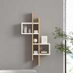 Ραφιέρα τοίχου Garel pakoworld σε oak-λευκή απόχρωση 53,8x19,6x108εκ