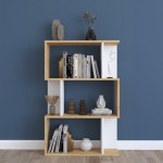 Βιβλιοθήκη Kadu pakoworld σε oak-λευκή απόχρωση  72x22x108εκ